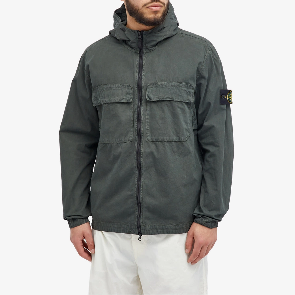 Stone Island Men's Brushed Cotton Canvas Hooded Overshirt Musk